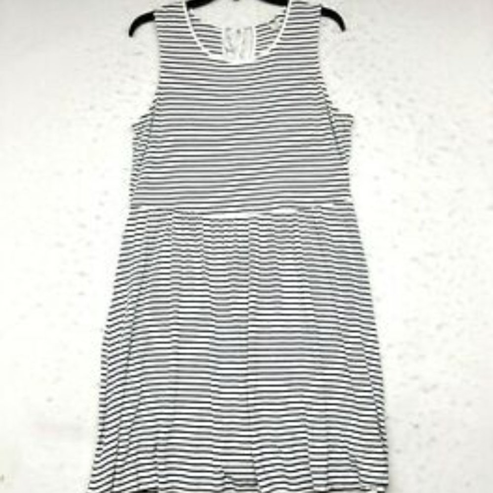 Old Navy Dress Large L Blue White Striped Sleeveless